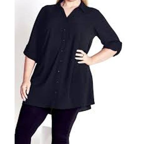 Avenue Black Aspen Plain Shirt Button Down Tunic NWT 20W - Picture 1 of 7